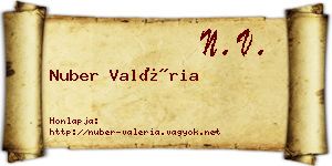 Nuber Valéria névjegykártya